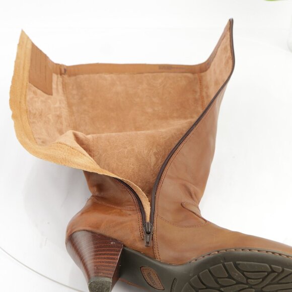 Born Women Mallory Riding Boots Size 8 Tall Cognac Leather Block Heel Elegant - Picture 12 of 16
